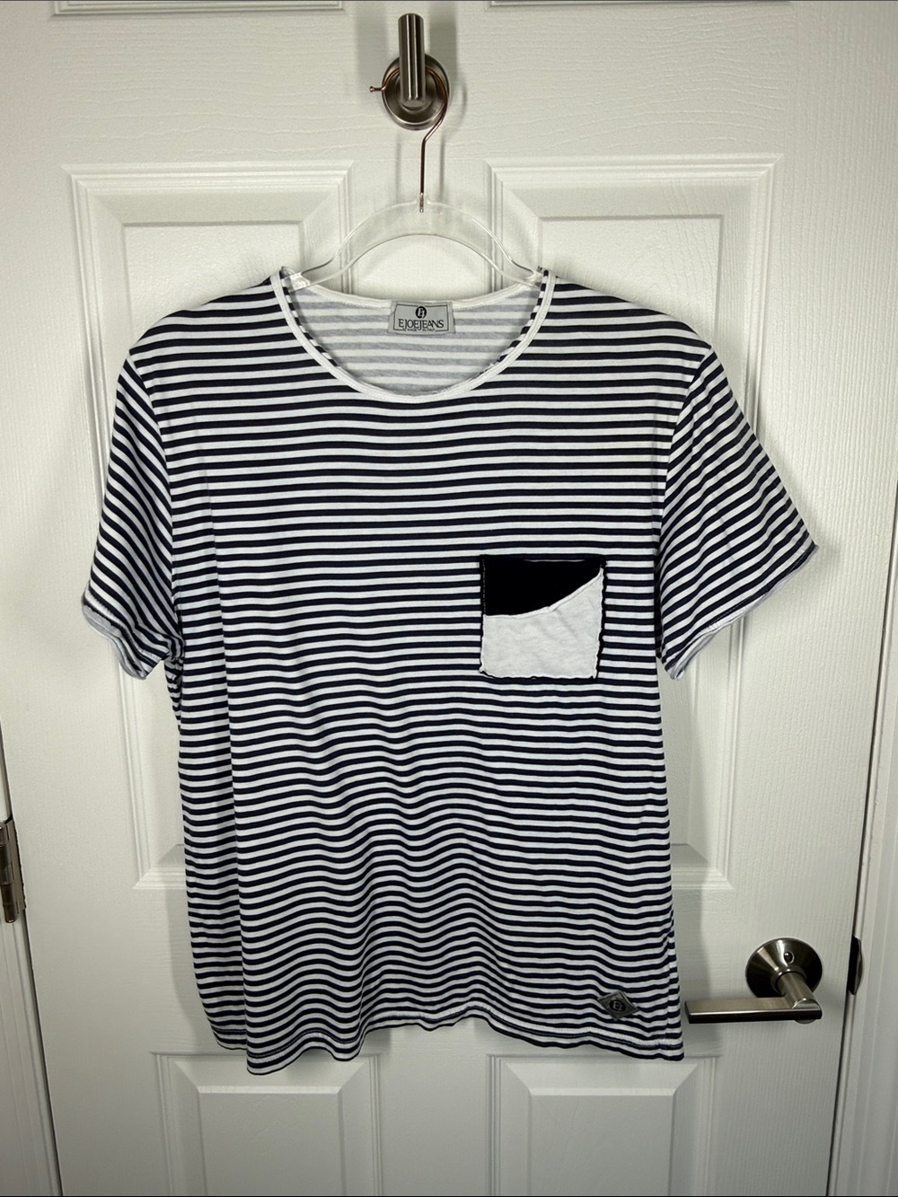 EJOEJEANS made in Italy cotton navy blue and white striped t-shirt size XL